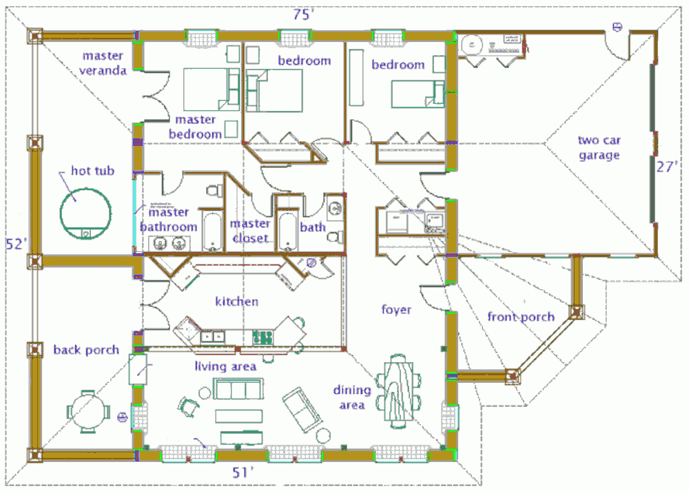 Каркасный солнечный дом Meadowlark, план