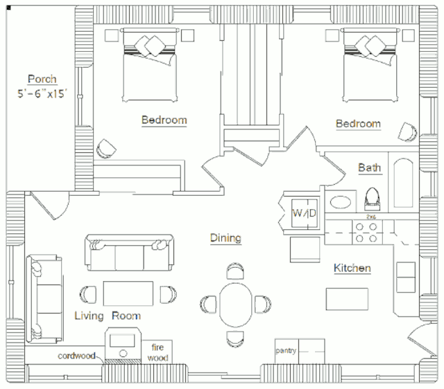Небольшой дом-поленница, план