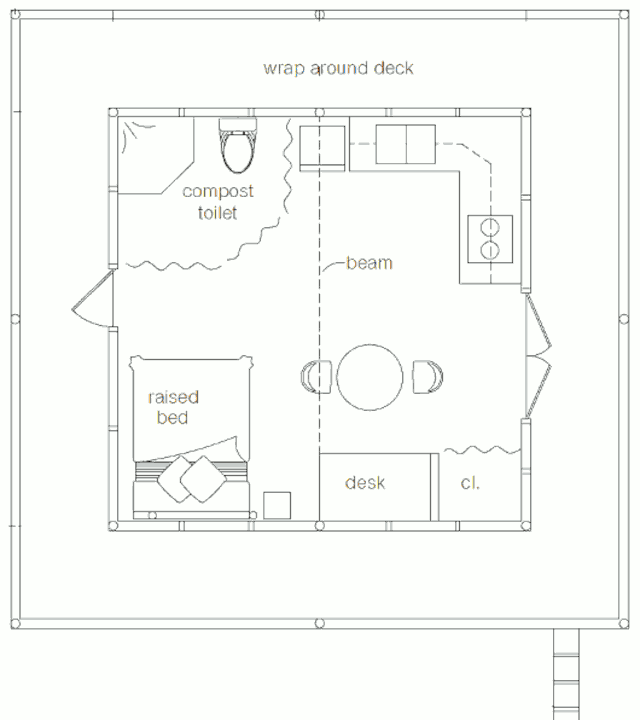 Маленький дачный дом Forest House, план