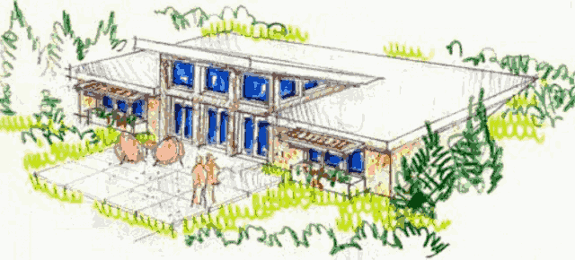 Заглубленный солнечный дом Solareon Court, вид с юго-востока