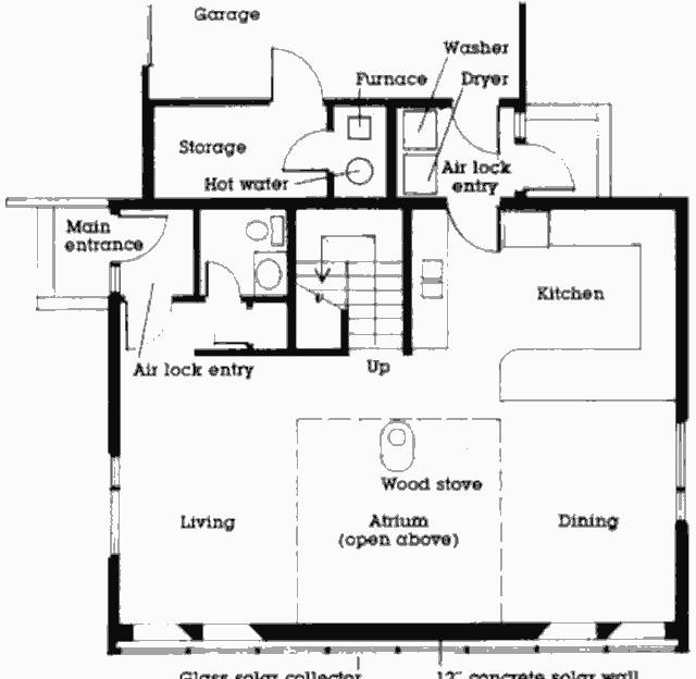 Пассивный солнечный дом Starboard House, план первого этажа