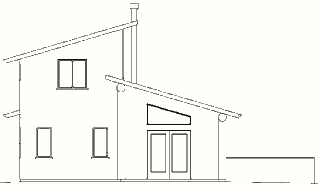 Солнечный дом из соломенных блоков Strawbale Retreat 1100, западный фасад
