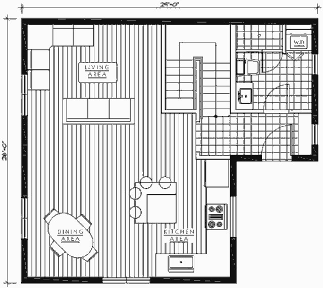Каркасный дом Timber Frame Five, план первого этажа