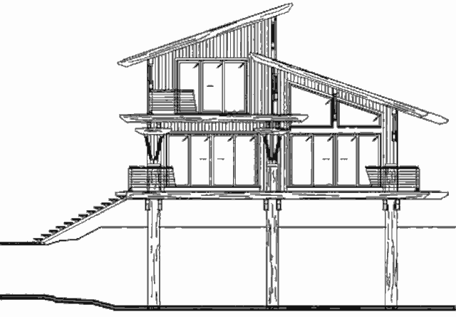 Двухэтажный каркасный дом Timber Frame Modern Three, западный фасад