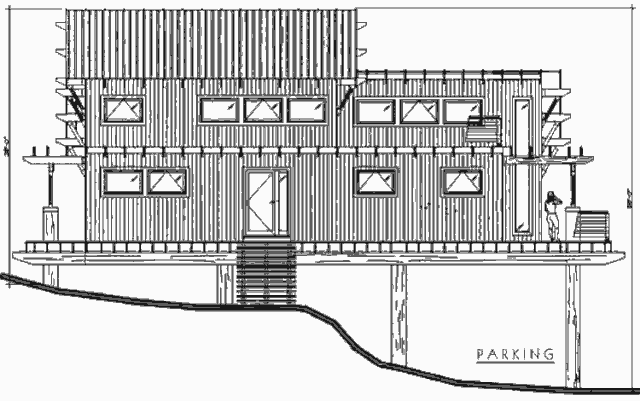 Двухэтажный каркасный дом Timber Frame Modern Three, северный фасад
