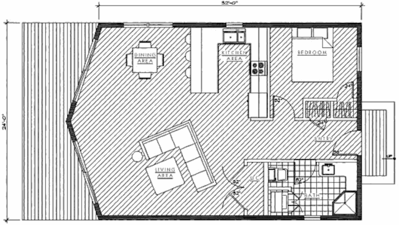 Каркасный солнечный дом Timber Frame Three, план