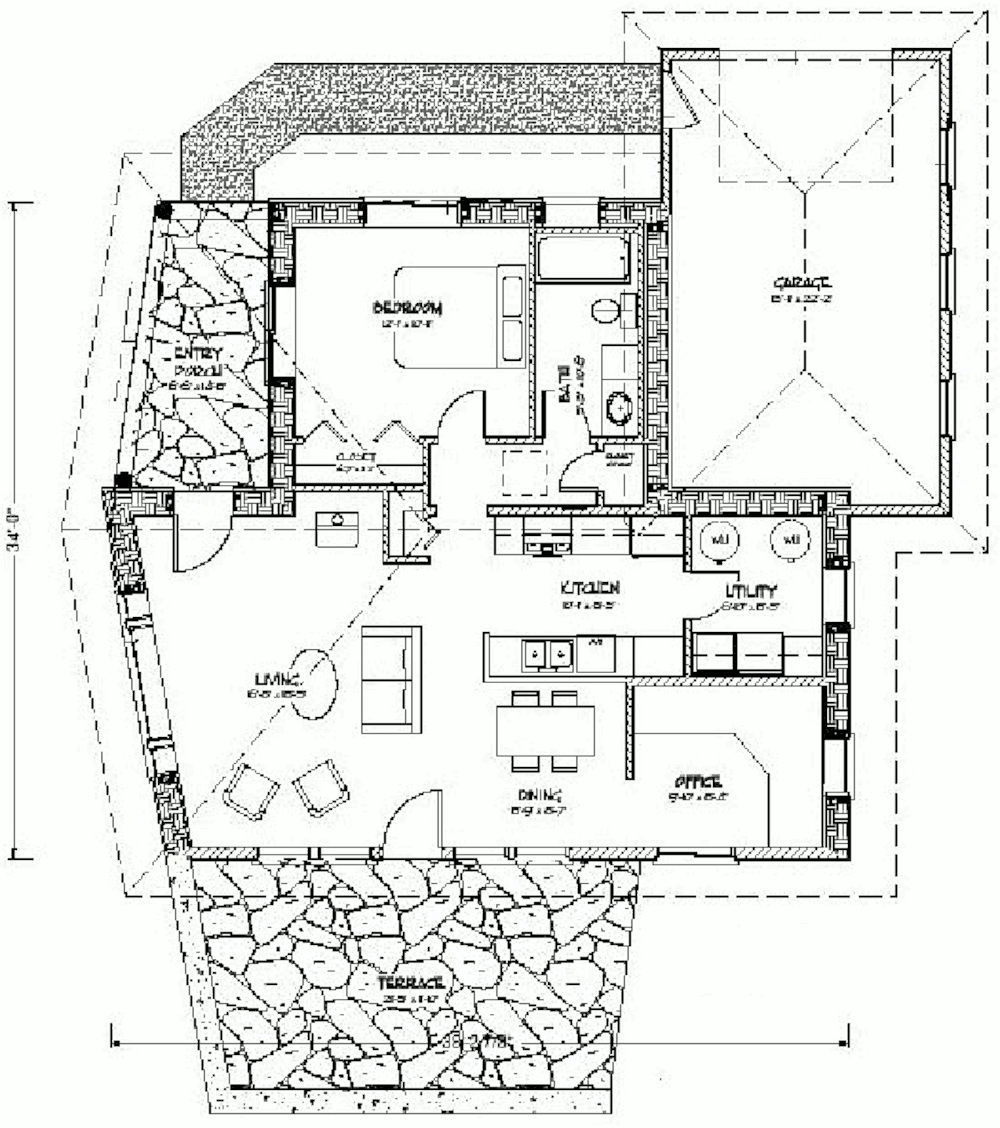 Солнечный дом из соломенных блоков Western View 1000, план