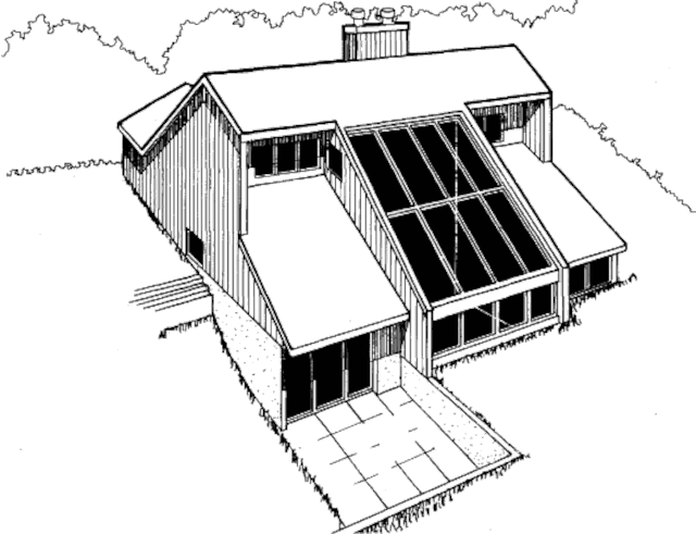 Пассивный солнечный дом в Авроре, вид с юго-запада