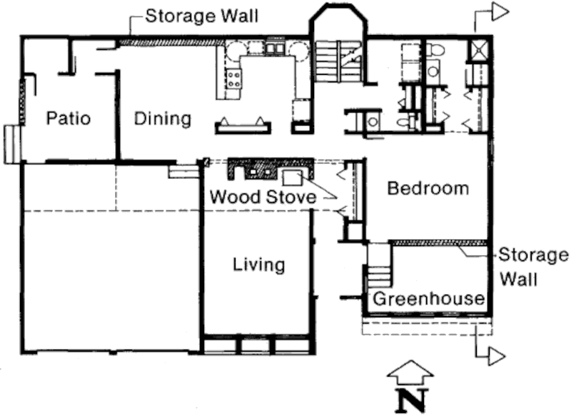 Пассивный солнечный дом в Шайенн, план первого этажа