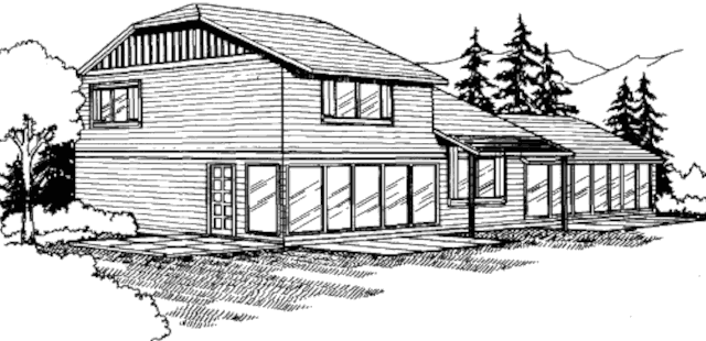 Пассивный солнечный дом в Юджине, вид с юго-запада