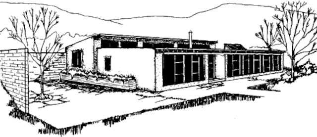 Пассивный солнечный дом в Манзано, вид с юго-запада