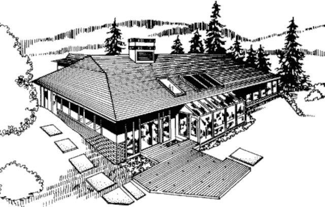 Пассивный солнечный дом в Порт-Таунсенде, вид с юго-запада