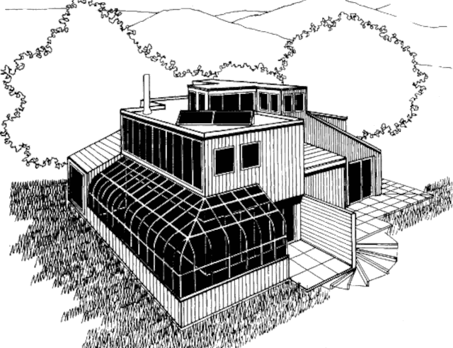 Пассивный солнечный дом в Редвуд-Сити, вид с юго-юго-востока