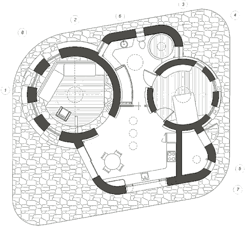Землебитный дом La Casa Vergara, план