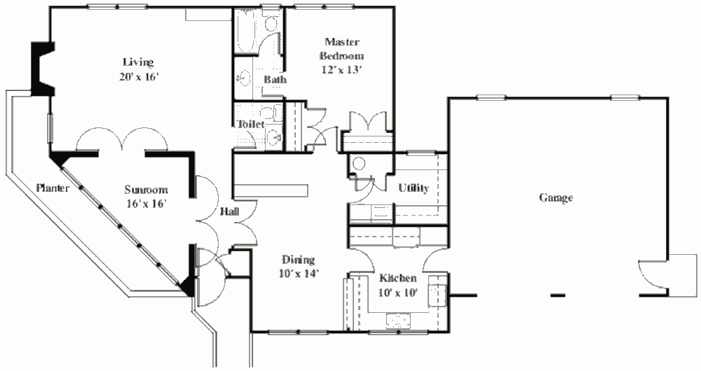 Пассивный солнечный дом Юэрса, план первого этажа