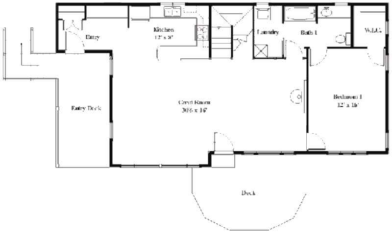 Пассивный солнечный дом Коноув-Магайр, план первого этажа