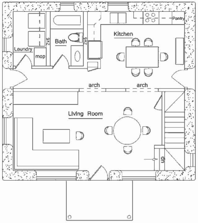 Землебитный дом для жаркого климата Chonburi House, план первого этажа
