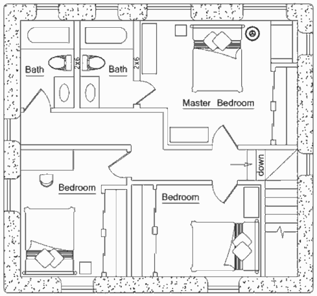 Землебитный дом для жаркого климата Chonburi House, план второго этажа