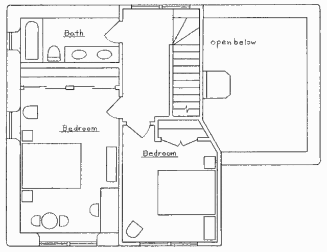 Компактный двухэтажный загородный дом, план второго этажа