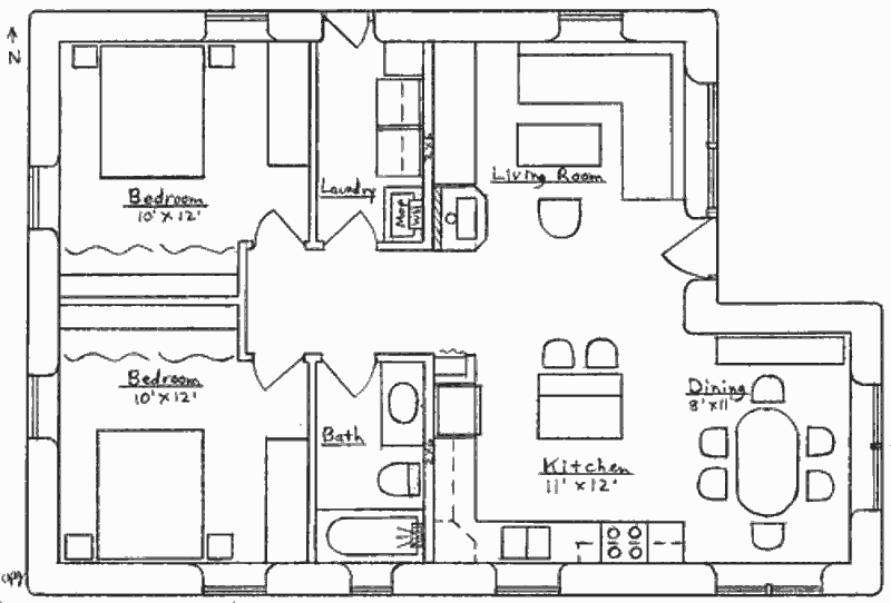 Землебитный сельский дом Cozy Cottage, план