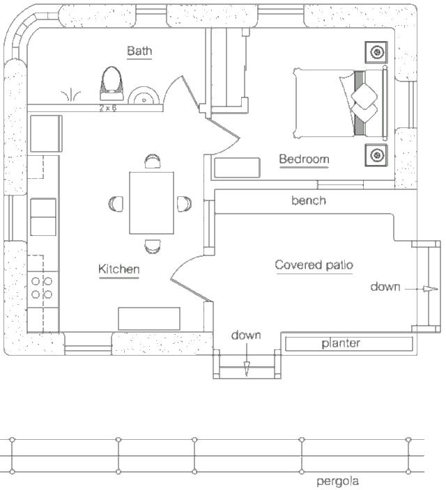 Землебитный дачный дом, план