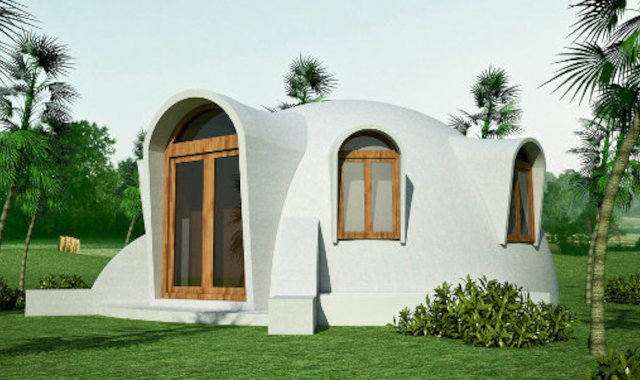 Землебитный купольный дом Hemispheric Dome, внешний вид