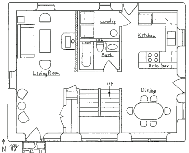 Горный солнечный дом, план первого этажа