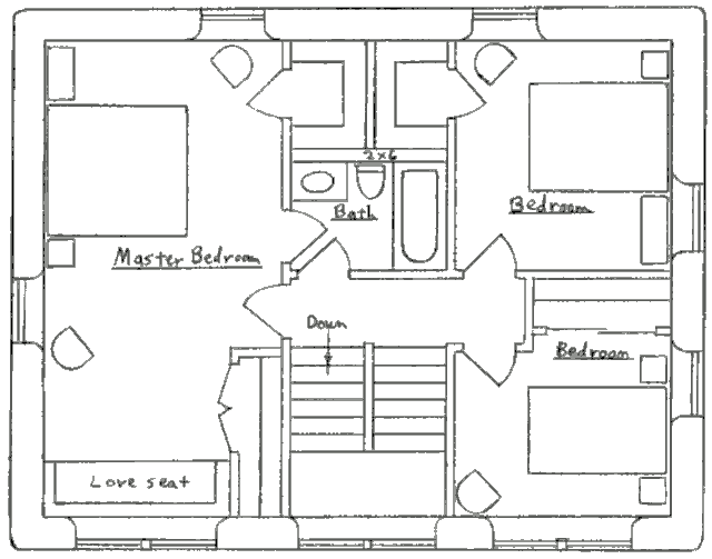 Горный солнечный дом, план второго этажа
