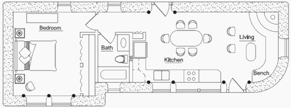 Землебитный солнечный дом Solar Santa Fe, план