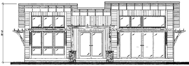 Каркасный солнечный дом Timber Frame Modern One, южный фасад