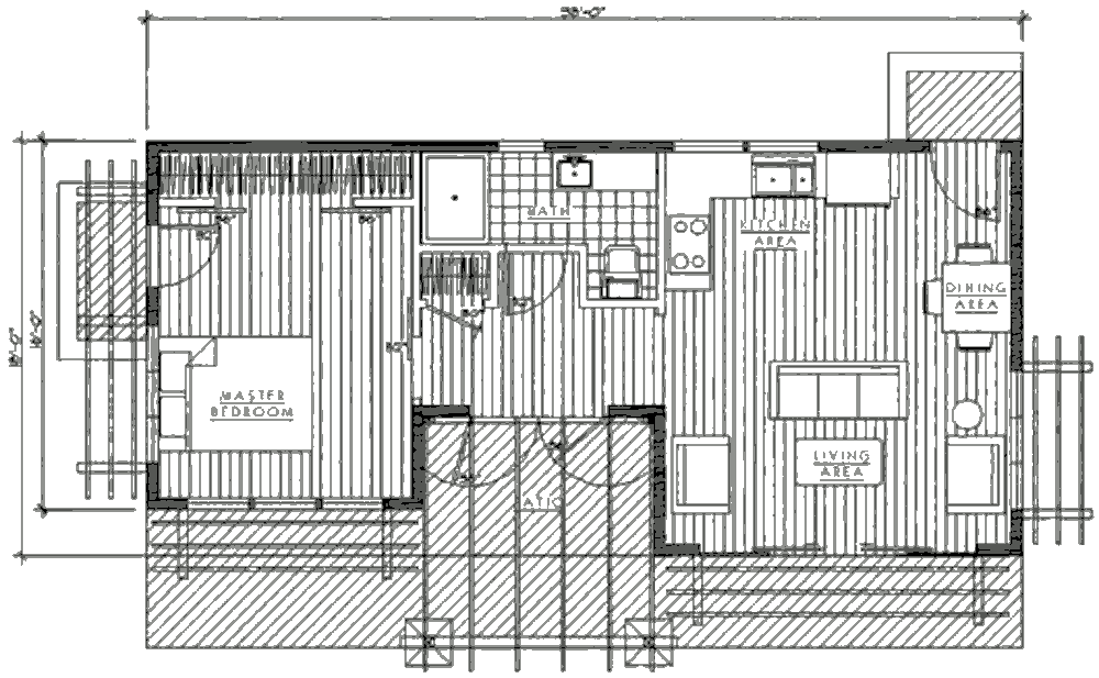 Каркасный солнечный дом Timber Frame Modern One, план