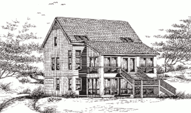 Пассивный солнечный дом Викерса, вид с юго-запада