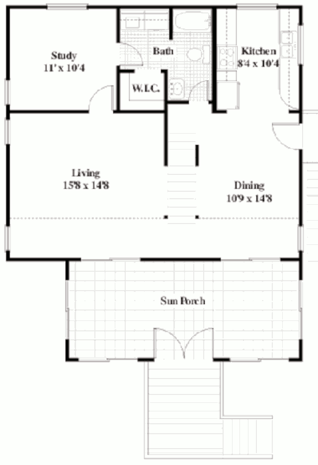 Пассивный солнечный дом Викерса, план первого этажа