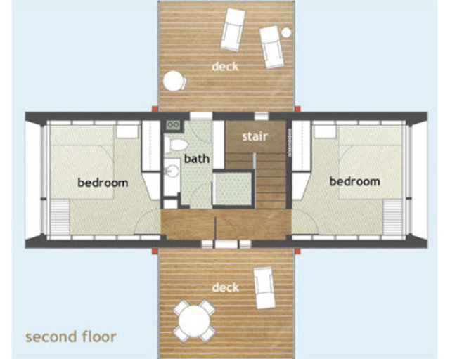 Дом с нулевым потреблением энергии Zero House, план второго этажа