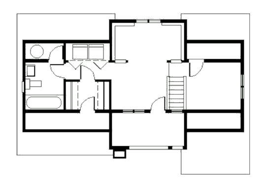 Маленький коттедж в гонтовом стиле, план второго этажа