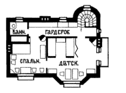 Маленький особняк в стиле русский модерн, план второго этажа