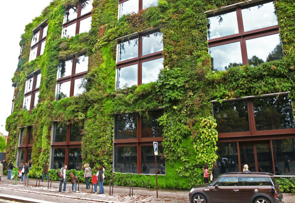Пример озеленения фасада дома в Париже