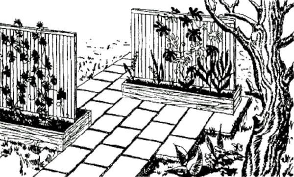 Декоративное ограждение патио из двух стенок шпалер