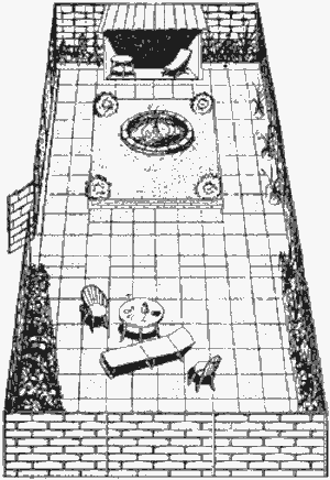 Внутренний дворик с декоративной оградой