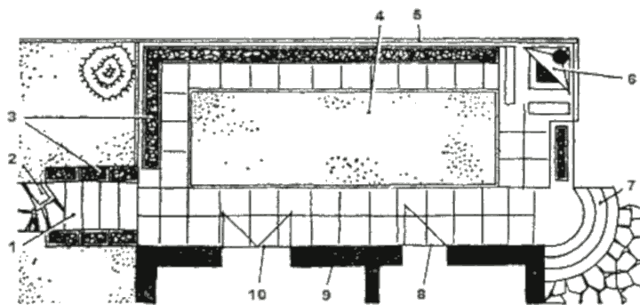 Внутренний дворик, примыкающий к дому, план