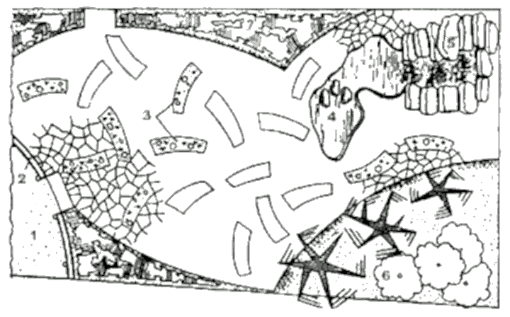 Планировка дворика с декоративным мощением