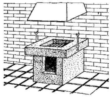 Пристенный монолитный бетонный камин-гриль