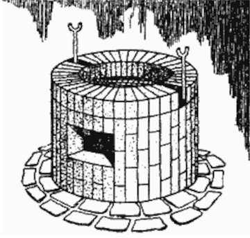 Кирпичный камин-гриль цилиндрической формы