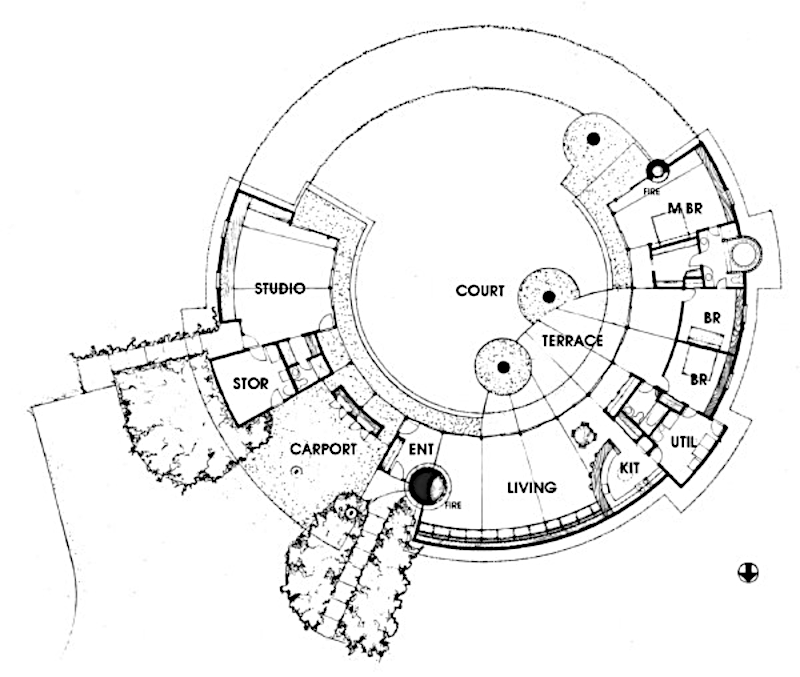 Дом Солнечного полукруга Дональда Чендлера (Solar Hemicycle), план