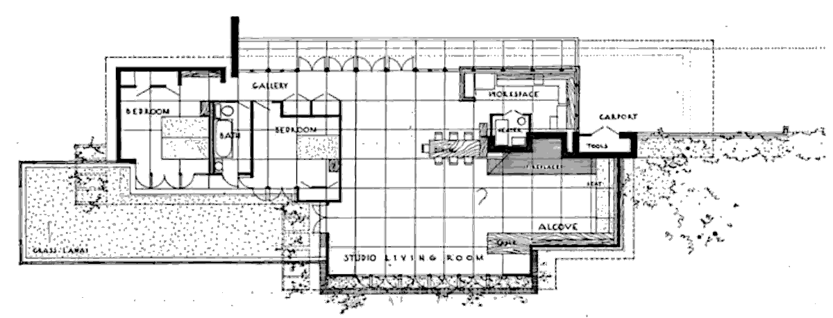 Дом Гётш-Винклер (Goetsch-Winckler House) — проект Фрэнка Ллойда Райта, план