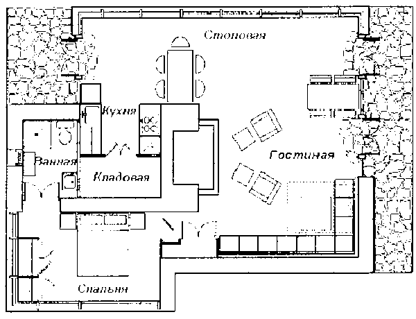 Коттедж Сета Петерсона (Seth Peterson Cottage) — проект Фрэнка Ллойда Райта, план