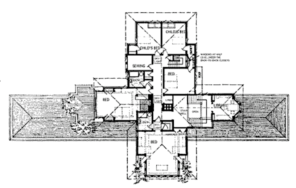 Дом Уиллитс (Ward Willits House) — проект Фрэнка Ллойда Райта, план второго этажа