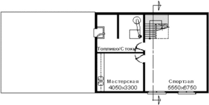 Проект маленького каркасного солнечного дома, план подвала