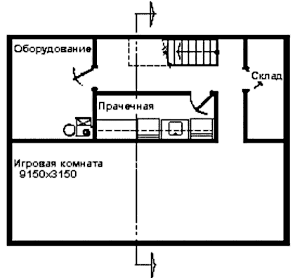 Проект канадского полутораэтажного пассивного солнечного дома, план подвала
