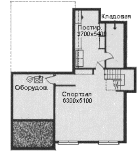 Проект компактного солнечного дома со встроенной теплицей, план подвала